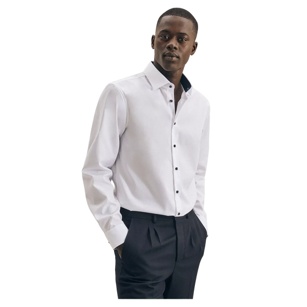 Seidensticker Long Sleeve Tailored Fit Shirt With Polka Dot Trim