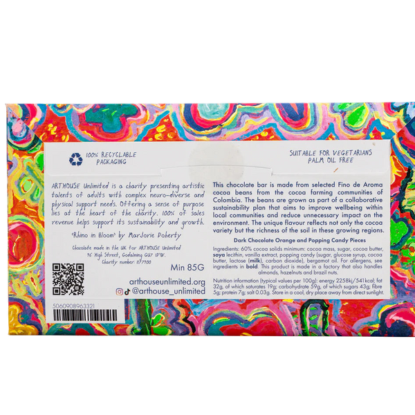 Arthouse Unlimited Rhino In Bloom Dark Chocolate Bar