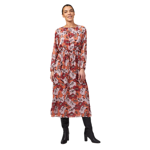 Great Plains Retro Poppy Long Sleeve Midi Dress for Women