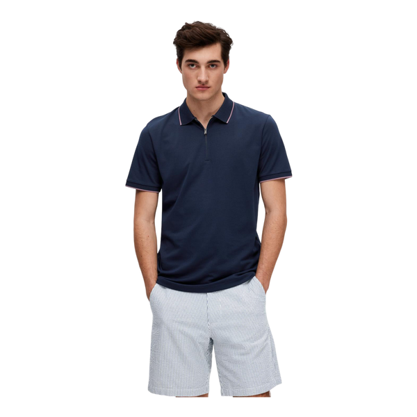 Selected Figo Zip Short Sleeve Polo