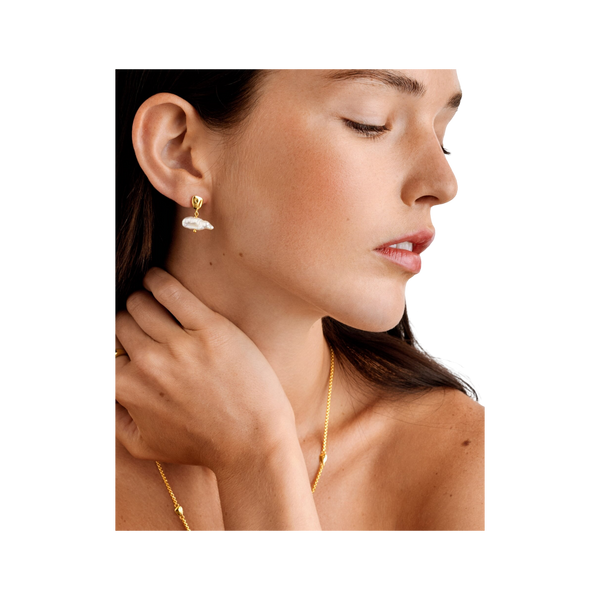 Katie Loxton Sol Pearl Bar Waterproof Gold Earrings