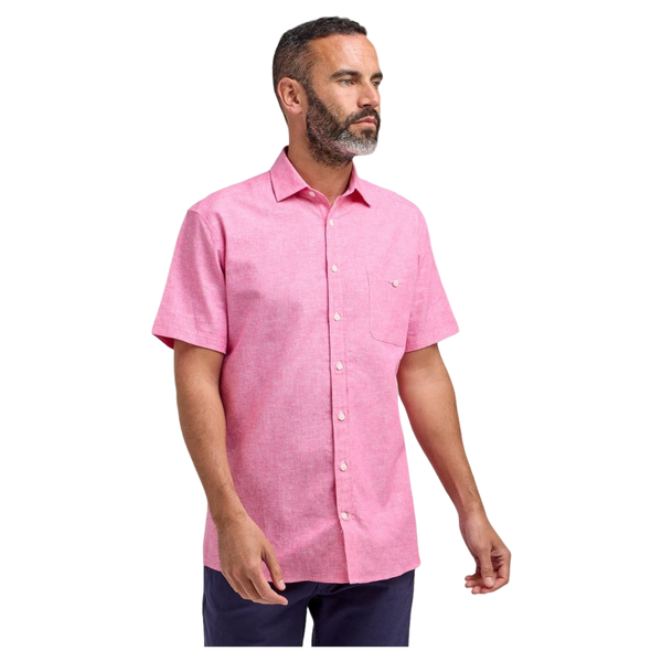 Double Two Short Sleeve Linen Blend Shirt