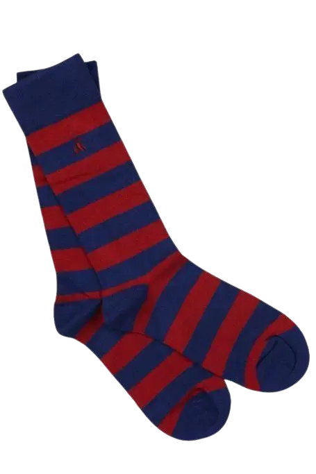 Swole Panda Striped Bamboo Socks for Men in Burgundy