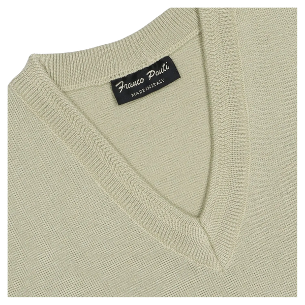 Franco Ponti V Neck Slipover in Tan