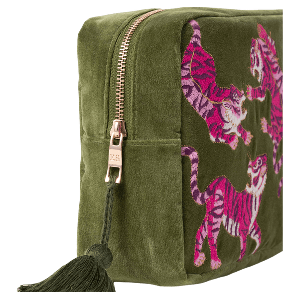 Elizabeth Scarlett Wild Tiger Velvet Wash Bag