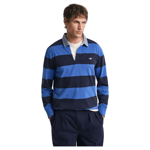 GANT Striped Chambray Heavy Rugger Rugby Shirt