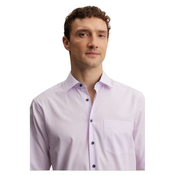 Seidensticker Long Sleeve Regular Fit Stripe Shirt With Trim