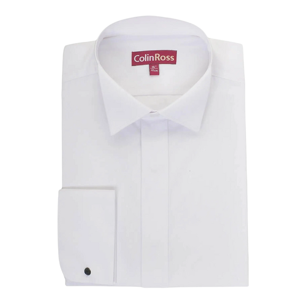 Plain Swept Wing Collar Shirt for Men in White