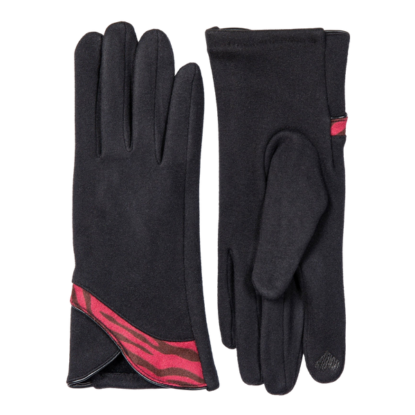 Dents Touchscreen Velour-Lined Gloves with Zebra Print Detail