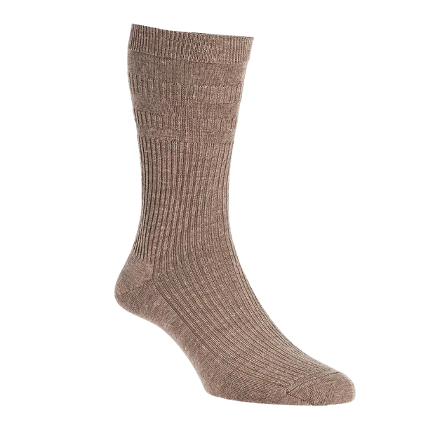 HJ Hall Wool Softop Socks in Taupe