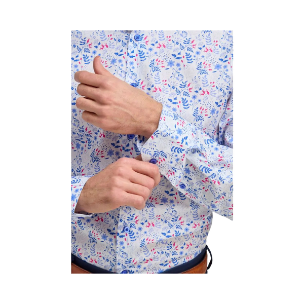 Double Two Floral Long Sleeve Formal Shirt for Men