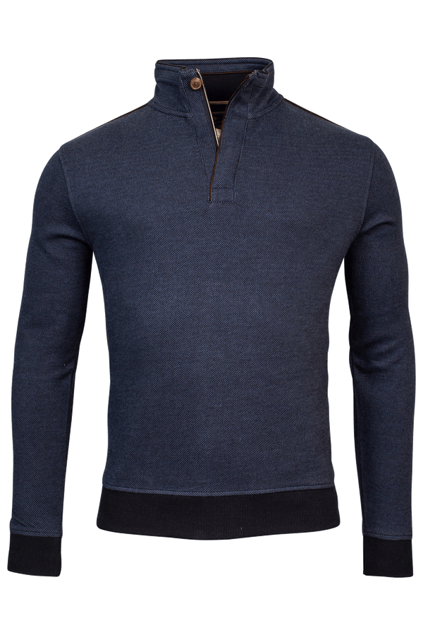 Baileys Jacquard 1/4 Zip Sweatshirt Suede Finish