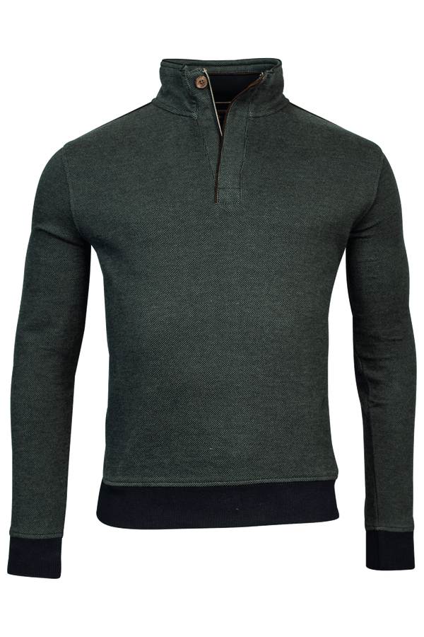 Baileys Jacquard 1/4 Zip Sweatshirt Suede Finish