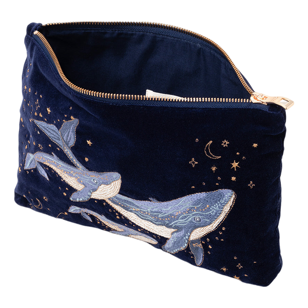 Elizabeth Scarlett Mystical Whale Velvet Everyday Pouch