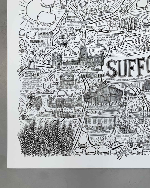 James Illustrates Suffolk Hand Drawn Framed Art Print