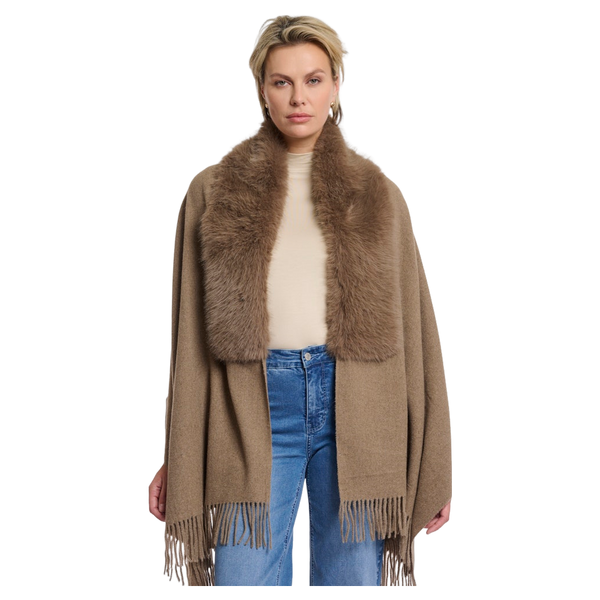 Rino & Pelle Wendy Cape With Fur Details