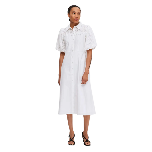 Selected Femme Violette Broderie Anglaise Short Sleeved Dress for Women