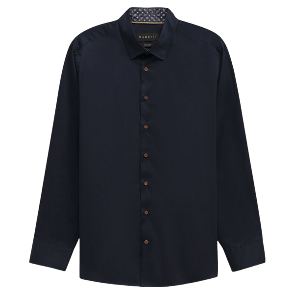 Bugatti Long Sleeve Plain Shirt With Trim