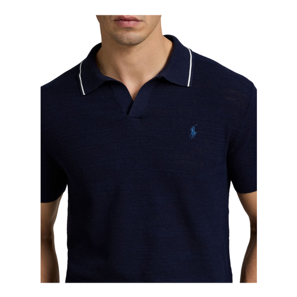 Polo Ralph Lauren Textured Cotton-Linen Short Sleeve Polo Sweater