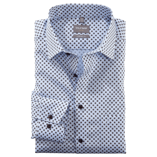 Olymp Formal Long Sleeve Square Print Shirt for Men