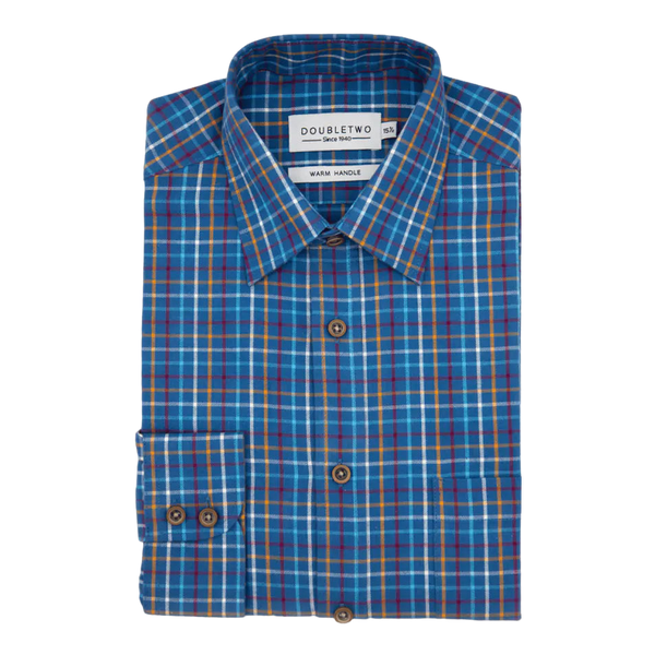 Double Two Long Sleeve Check Brushed Cotton Shirt