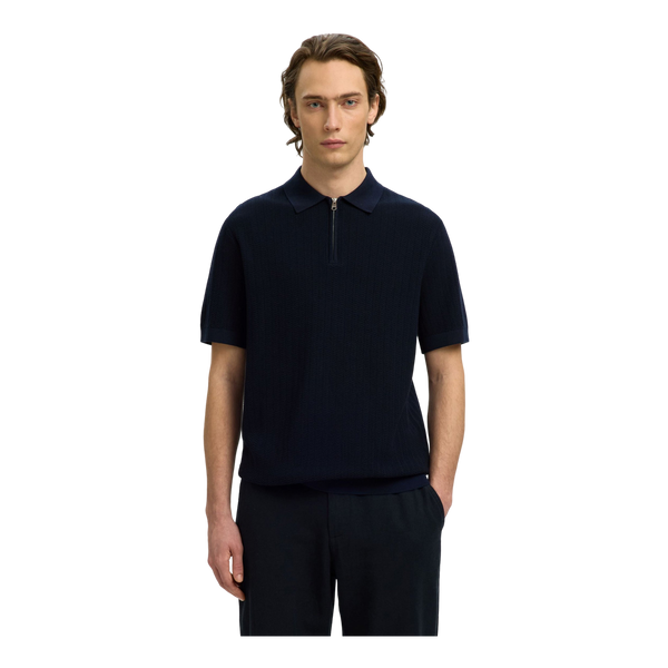 Selected Cran Short Sleeve Knit Structure Zip Polo