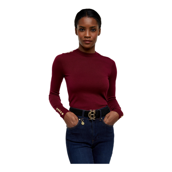 Holland Cooper Buttoned Knit Crew Neck