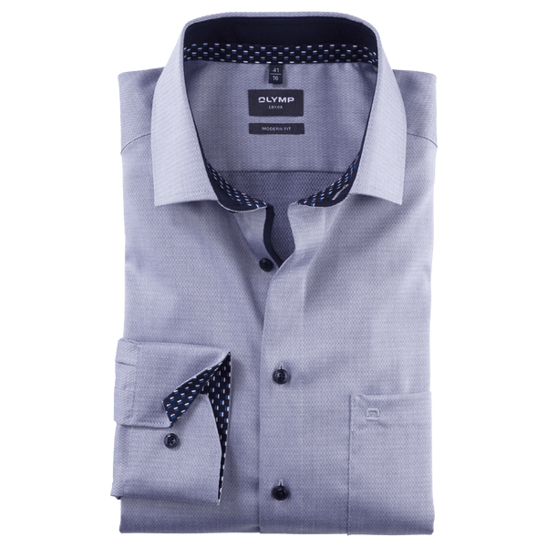 Olymp Neat Pattern Long Sleeve Shirt With Trim for Men