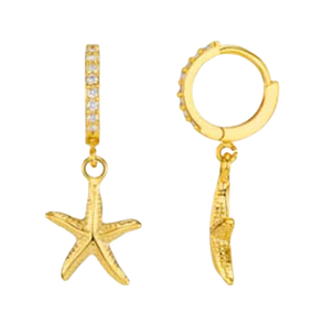Orelia Jewellery Pave & Starfish Micro Hoop Earrings