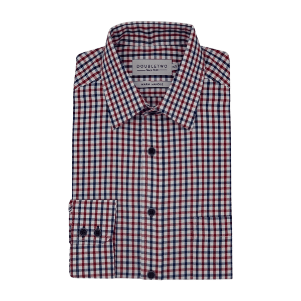Double Two Brushed Cotton Check Long Sleeve Shirt