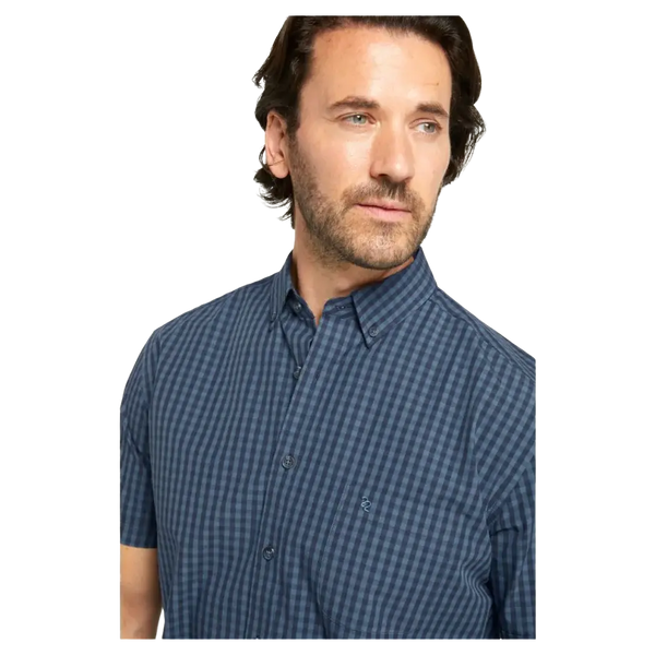 Double Two Neat Check Short Sleeve Shirt for Men