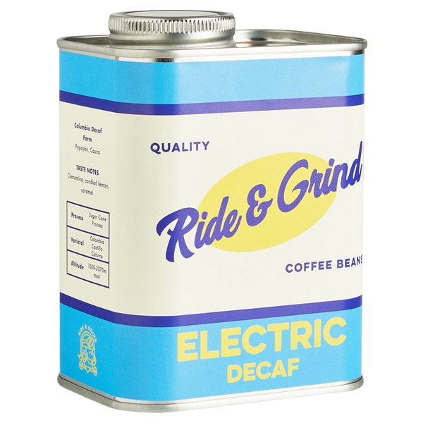 Ride & Grind Electric Decaf Colombian Coffee Tin