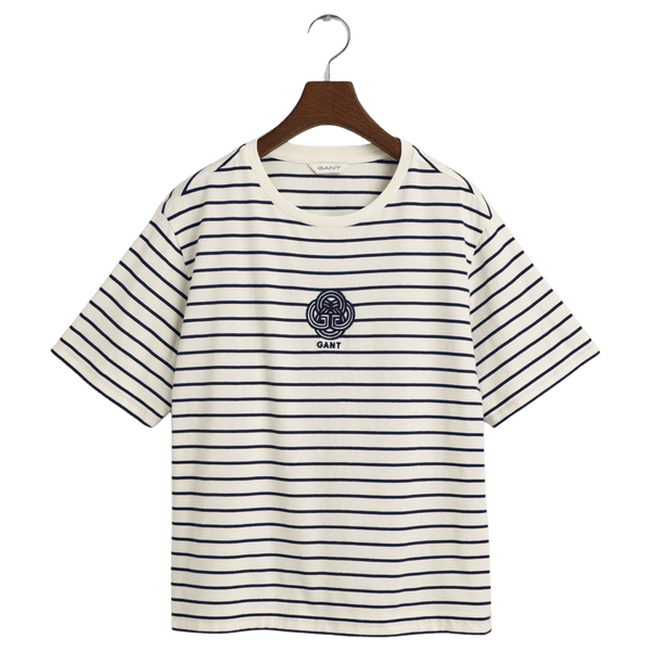 GANT Relaxed Fit Striped Monogram Short Sleeved T-Shirt for Women