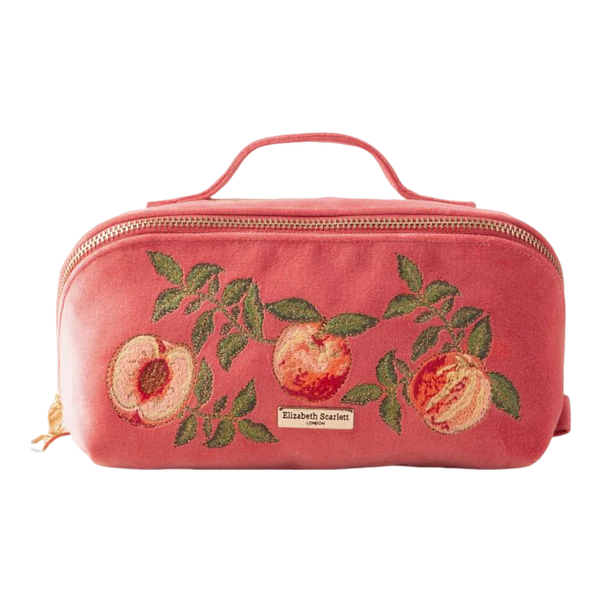 Elizabeth Scarlett Summer Peach Velvet Open Flat Makeup Bag