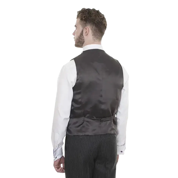 The Label Classic Fit Wool Suit Waistcoat for Men in Charcoal Stripe