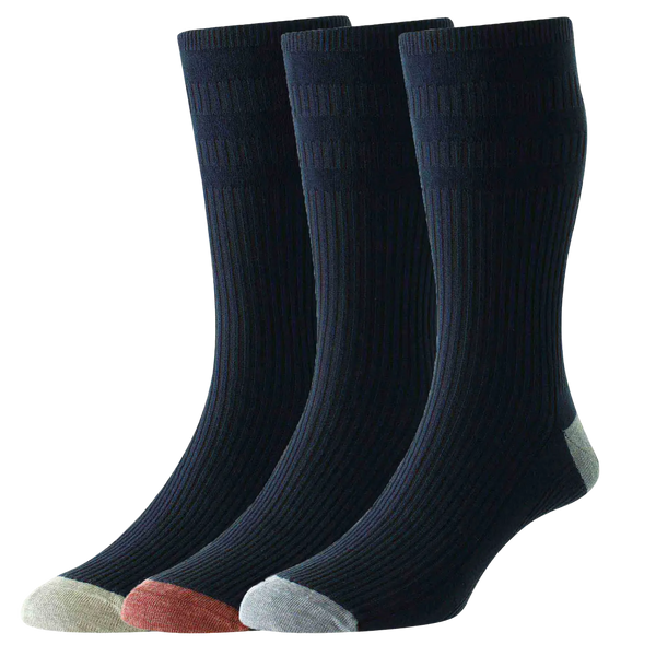 HJ Hall HJ945/3 Three Pack of Cotton Softop Socks for Men