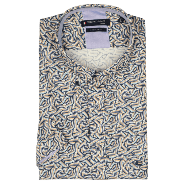 Giordano Short Sleeve Twisted Lines Print Shirt for Men