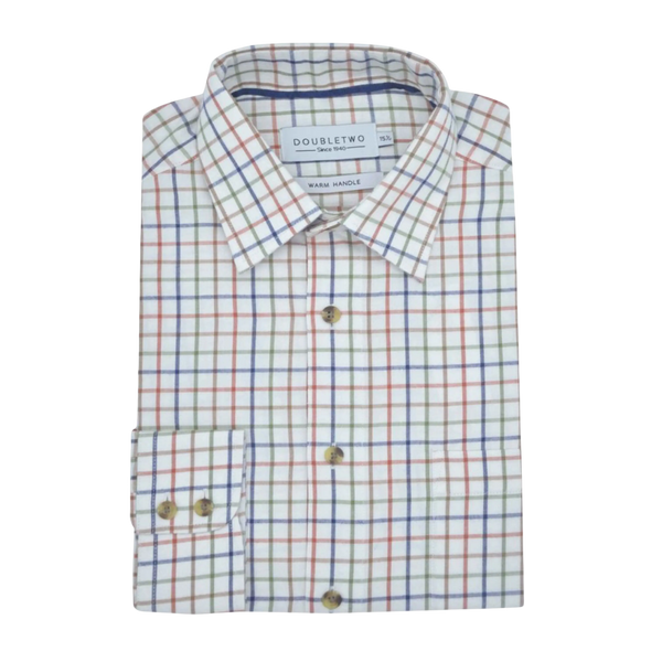 Double Two Tattersall Long Sleeves Brushed Cotton Neat Check Shirt