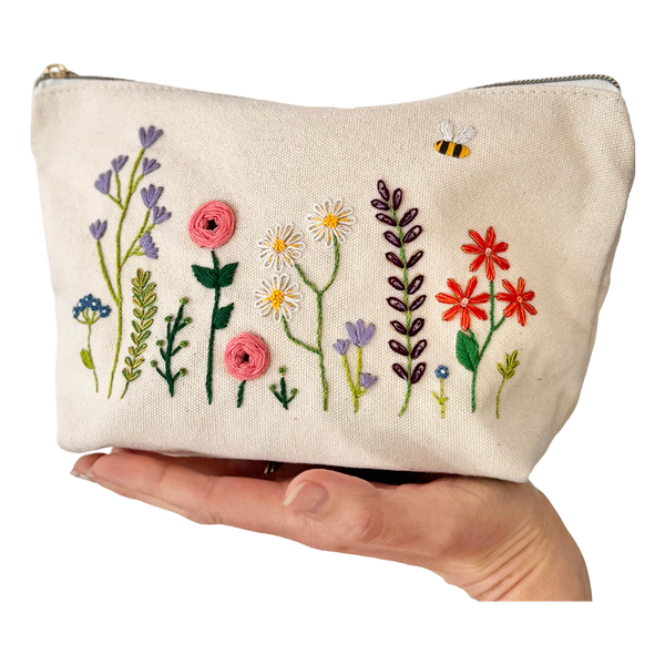 Chasing Threads Stitch Flowers Zip Pouch