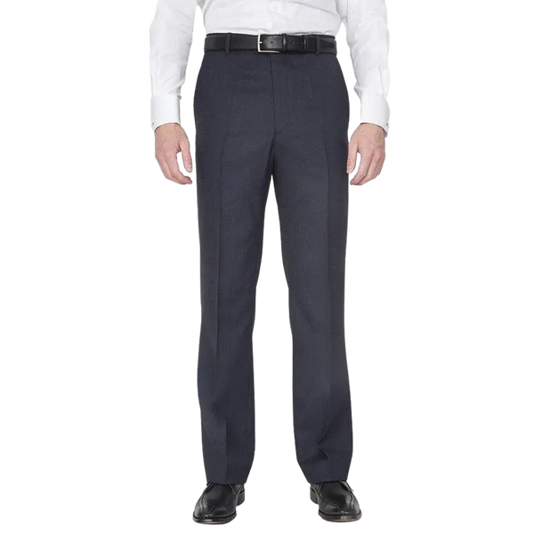 The Label Classic Fit Wool Suit Trousers for Men in Navy Birdseye