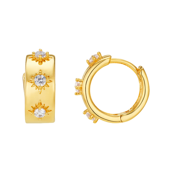 Orelia Jewellery Starburst Embellished Metal Huggie Hoop Earrings