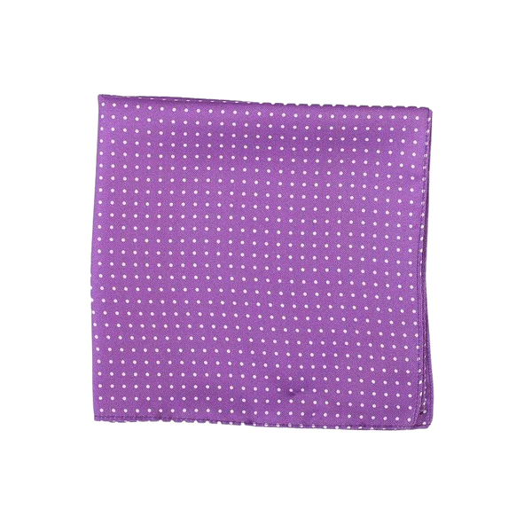 Hemley Silk Pocket Square in Purple & White