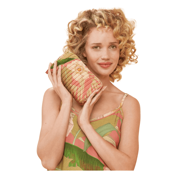 Powder Delicate Tropical Quilted Vanity Bag
