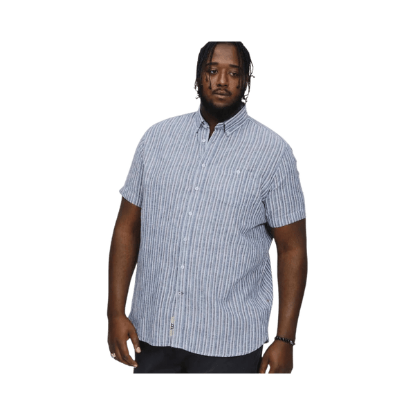 Duke Cambridge Linen Vertical Stripe Short Sleeve Shirt for Men