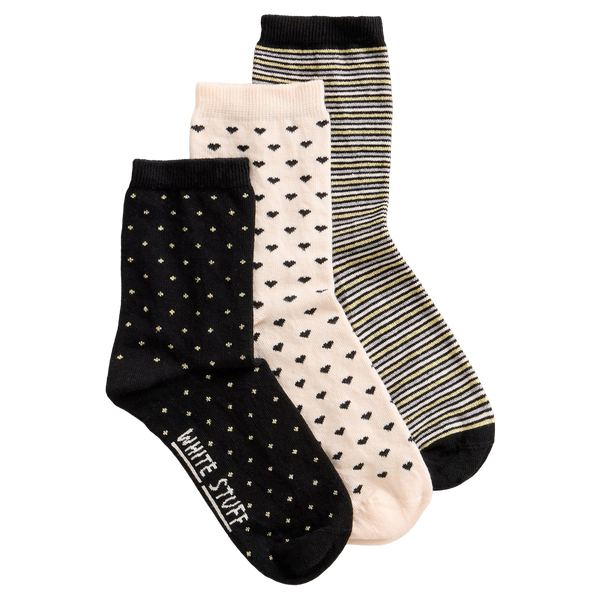 White Stuff 3 Pack Sparkle Ankle Socks