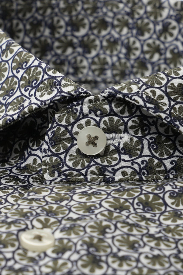 Eterna Printed Splat Formal Shirt - Khaki