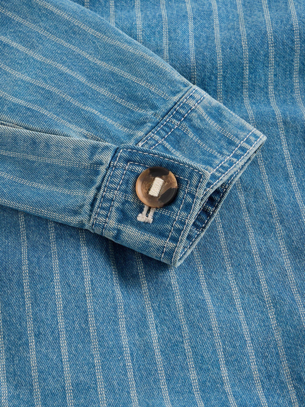White Stuff Tia Stripe Denim Shacket - Denim Mlt