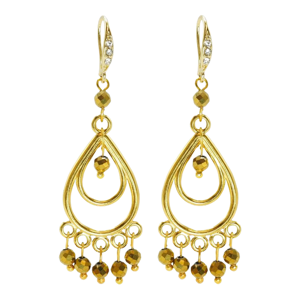 Rosie Fox Pyrite Gemstone Chandelier Earrings