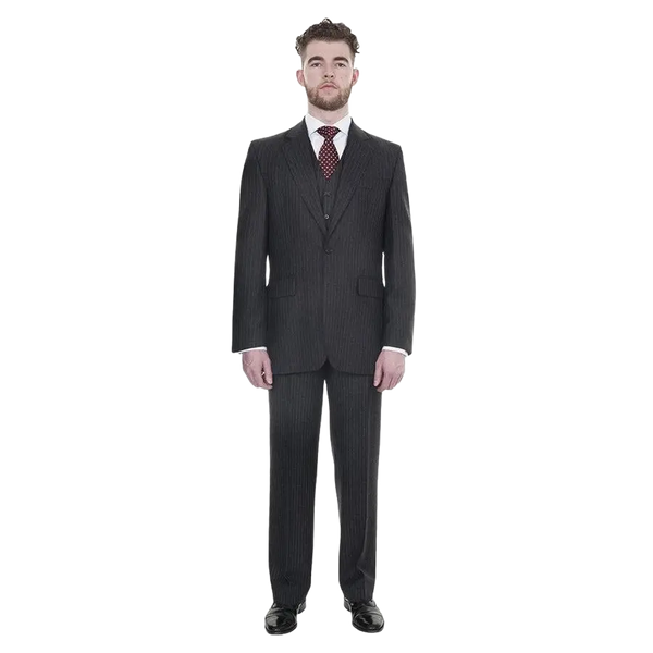The Label Classic Fit Wool Suit Trousers in Charcoal Stripe