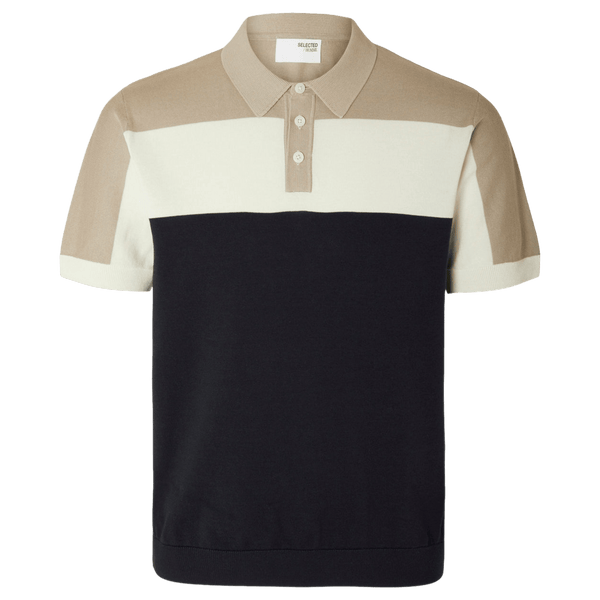 Selected Mattis Short Sleeve Knitted Block Polo Shirt for Men